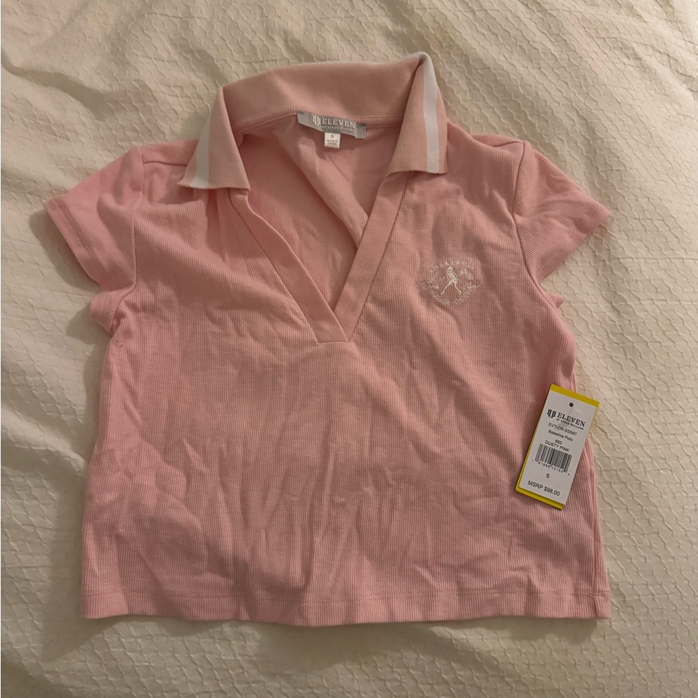 EleVen by Venus Williams Light Pink Polo Shirt